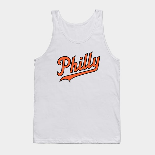 Philly Script - White/Orange Tank Top by KFig21